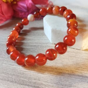 Red Carnelian stone bracelet for Men and Women Bead size - 8 mm, Color Red Stretchable Elastic