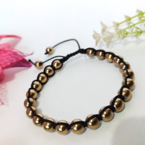 Golden Pyrite Bracelet Money Magnet Bracelet Natural Gemstone Chakra Bracelet Reiki Healing Jewelry for Men & Women, Bead Size 8 mm, Color Golden, Lab Certified