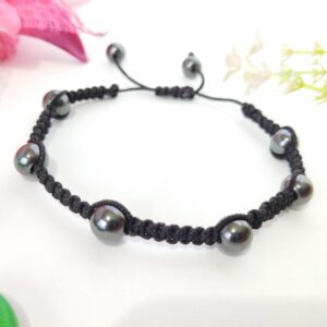 Evershine Natural Certified Hematite Bracelet 8 mm | Adjustable macrame | Crystal Stone Bracelet Round Shape for Reiki Healing and Crystal Healing Stones