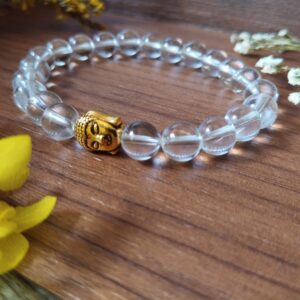 Original Clear Quartz Bracelet for Men and Women- Natural Energised White Crystal Stone Bracelet, Sphatik, for Mental Clarity, Peace, Anxiety, Reiki Healing and Manifestation– 8 MM