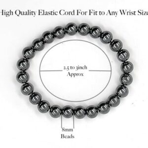 Hematite Bracelet – 8mm Natural Beaded Healing Crystal Bracelet for Men & Women – Grounding, Protection & Energy Stone with Authenticity Certificate