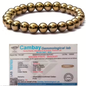 Golden Pyrite Bracelet – Natural 8mm Beaded Crystal Bracelet for Men & Women – Money Magnet, Wealth & Protection Stone with Authenticity Certificate