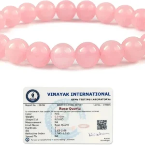 Rose Quartz Bracelet – 8mm Natural Beaded Healing Crystal Bracelet for Men & Women – Love, Peace & Emotional Healing Stone with Authenticity Certificate & Gift Box