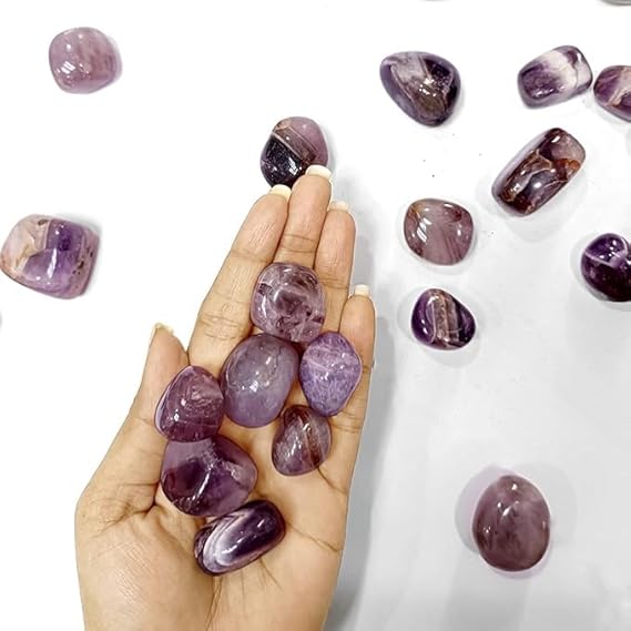 Amethyst Natural Stone Crystal Single Tumble Stone Polished Gemstone Pebble for Aquarium Home Decorative Garden Table Vastu Correction Reiki Healing1 Pc