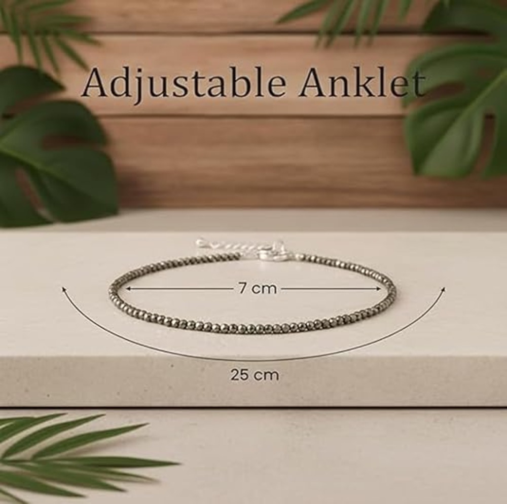Natural Pyrite Beaded Anklet for Women - Image 7