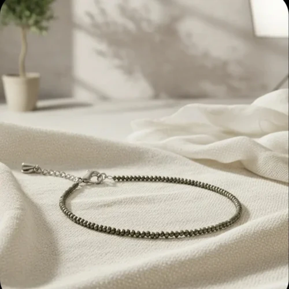 Natural Pyrite Beaded Anklet for Women - Image 6
