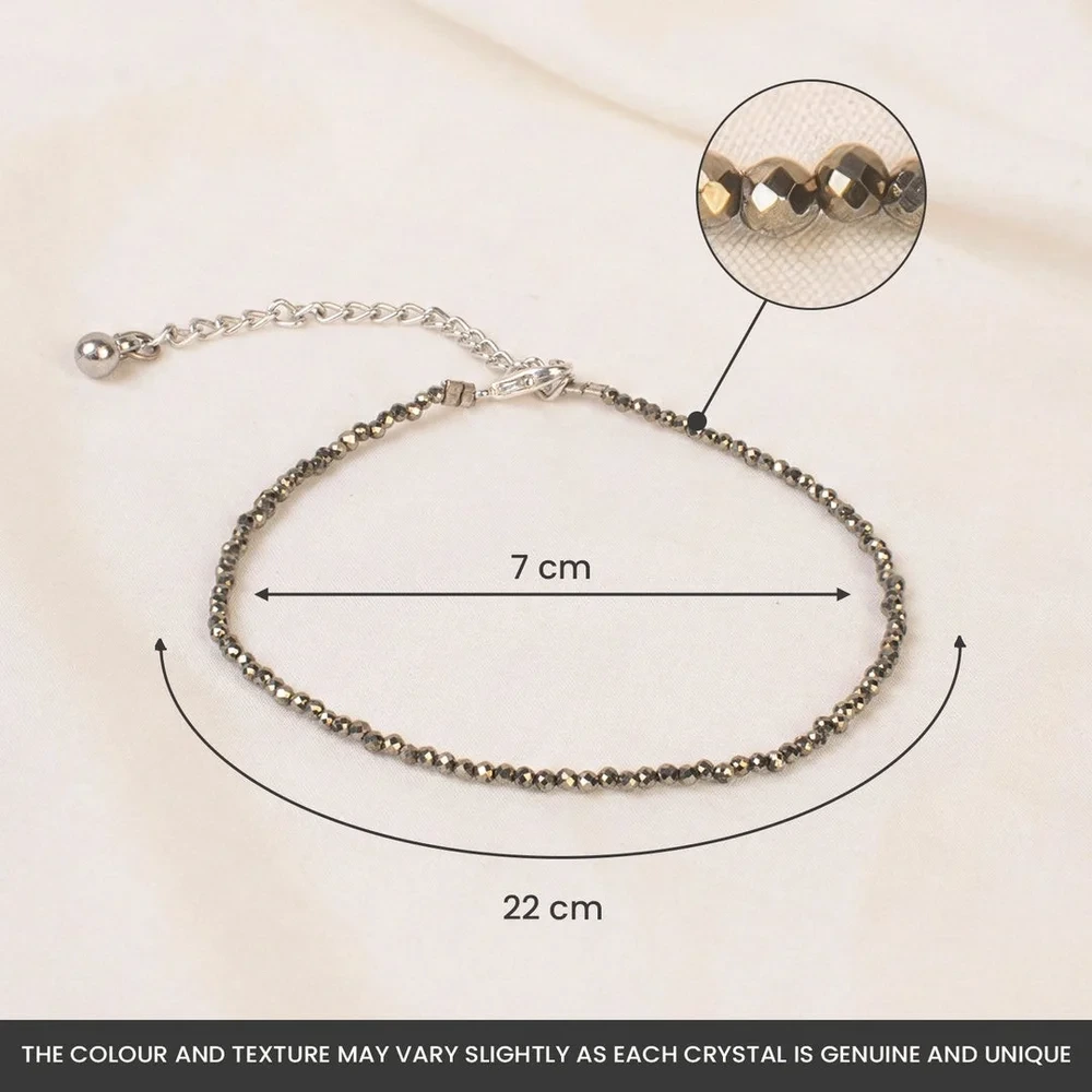 Natural Pyrite Beaded Anklet for Women - Image 2