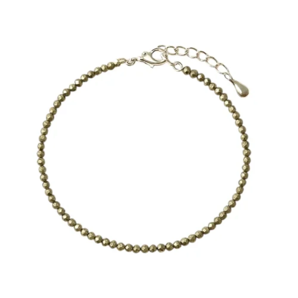 Natural Pyrite Beaded Anklet for Women - Image 3