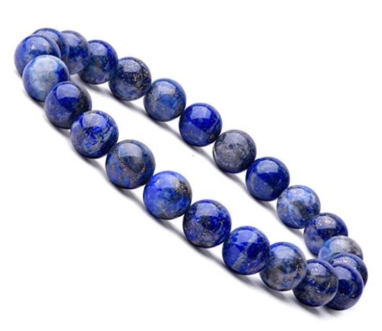 Natural Lapis Lazuli Beaded Elastic Stretch Bracelet for Men & Women 8mm - Image 5