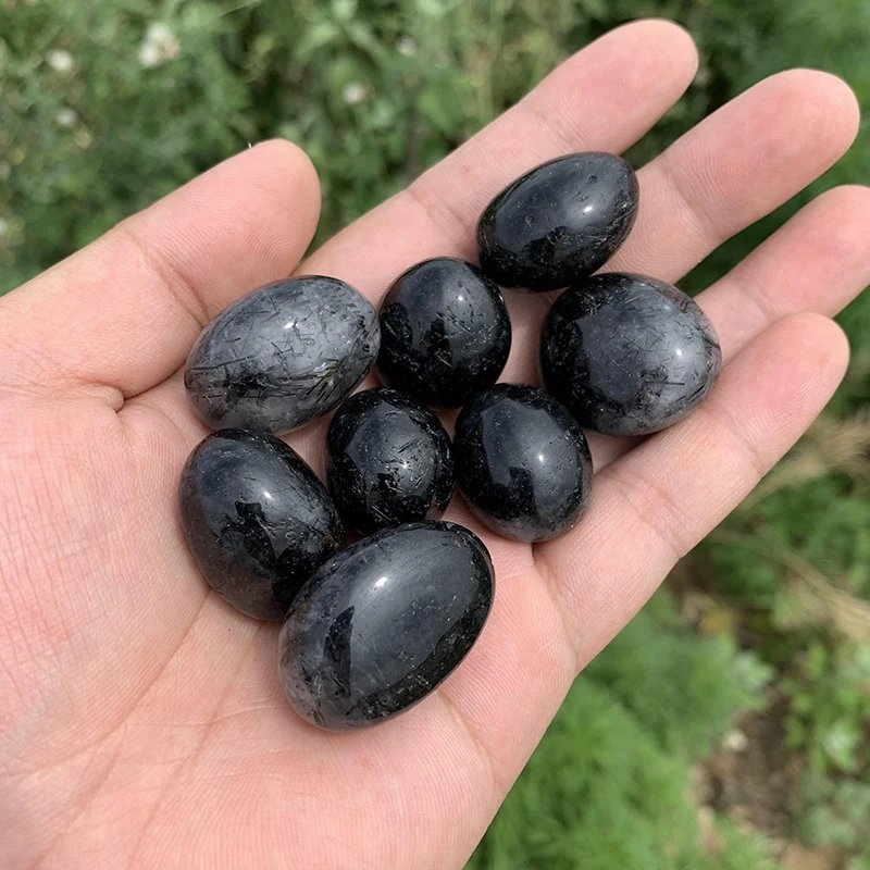 Natural Black Tourmaline stone tumble polished black tumbled mineral stone