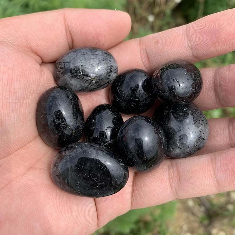 Natural Black Tourmaline stone tumble polished black tumbled mineral stone