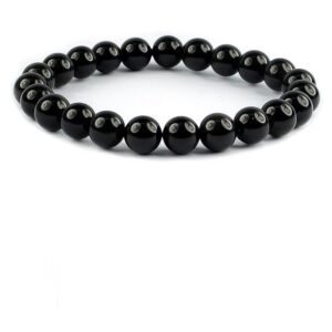 Natural Black Obsidian Bracelet | Black Obsidian Beaded Stretch Bracelet
