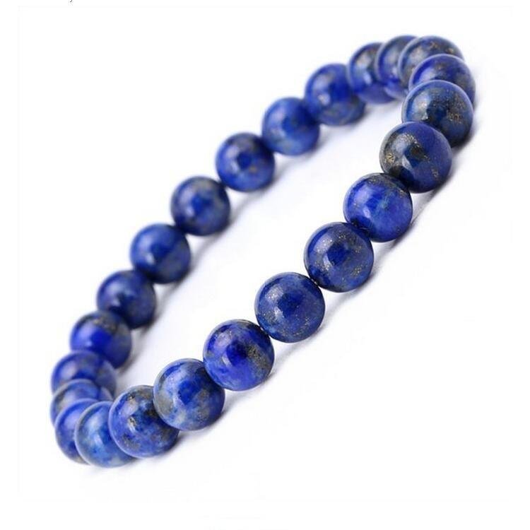 Natural Lapis Lazuli Beaded Elastic Stretch Bracelet for Men & Women 8mm - Image 4