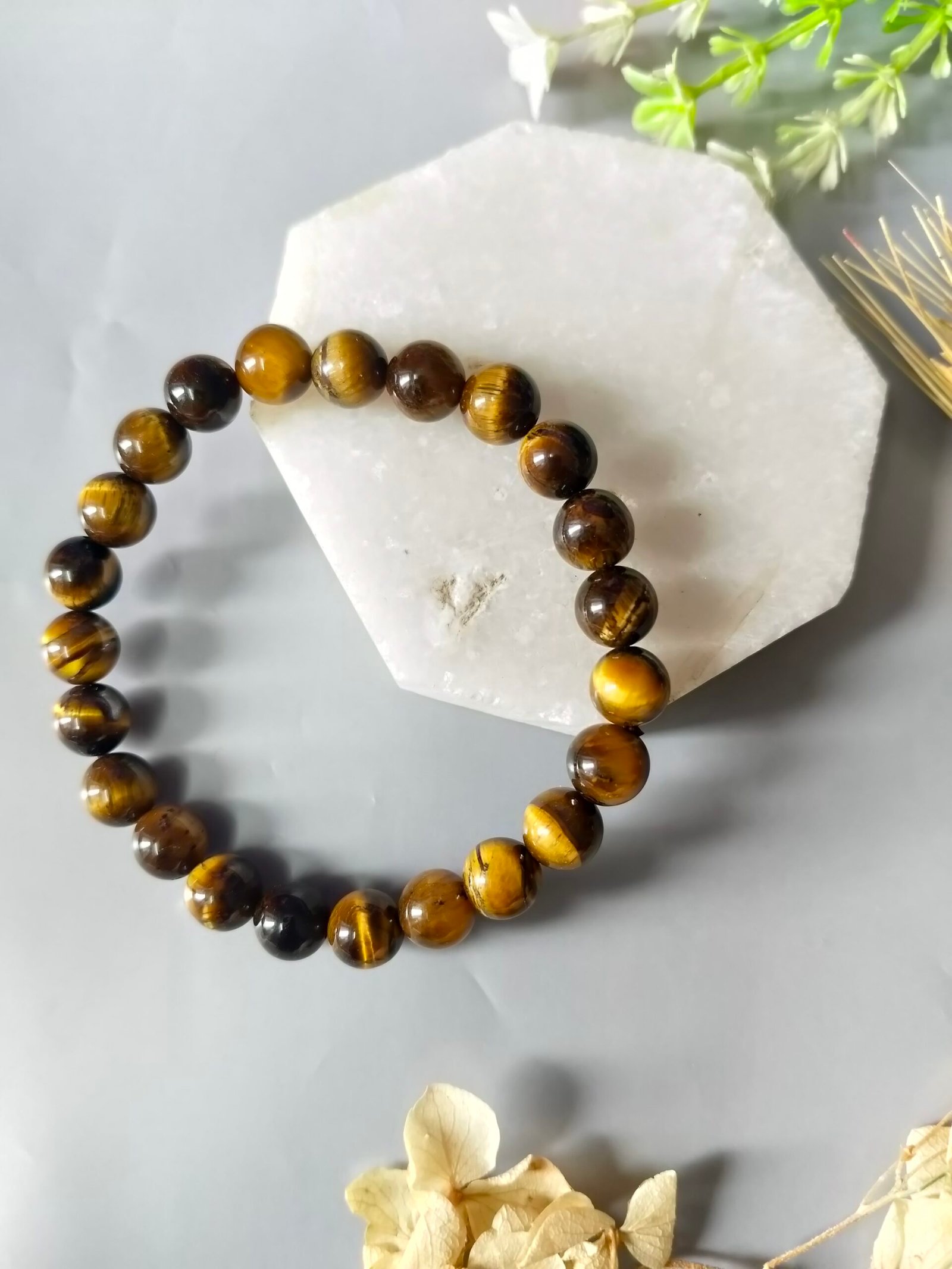 Natural Tiger Eye bracelet for men and women |Natural Tiger Eye stone bracelet | Crystal Collection