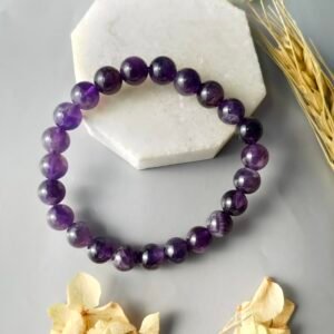 Natural Amethyst Crystal Beaded Bracelet unisex bracelet