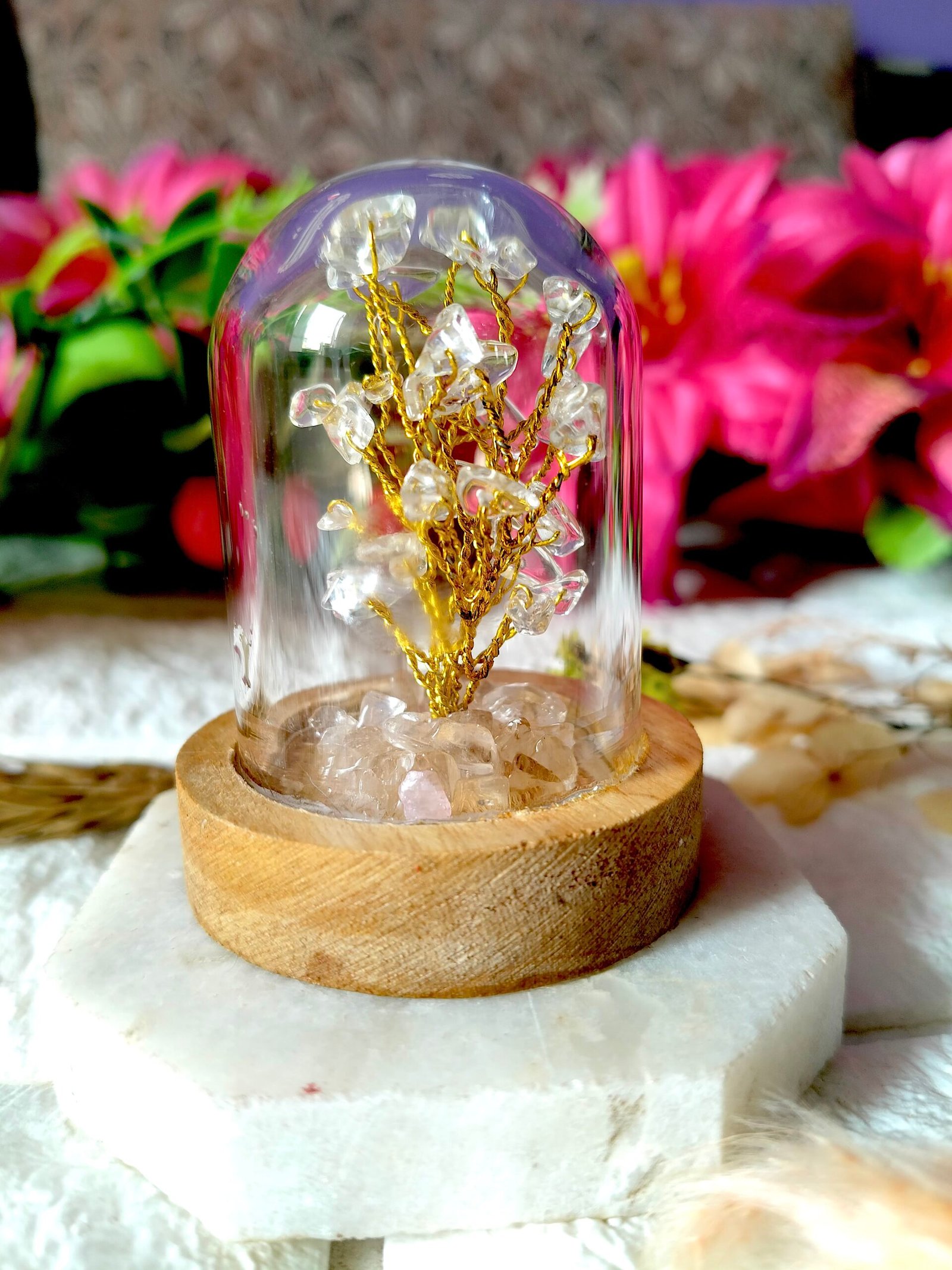 natural stone glass dome | natural healing crystal | clear quartz glass dome