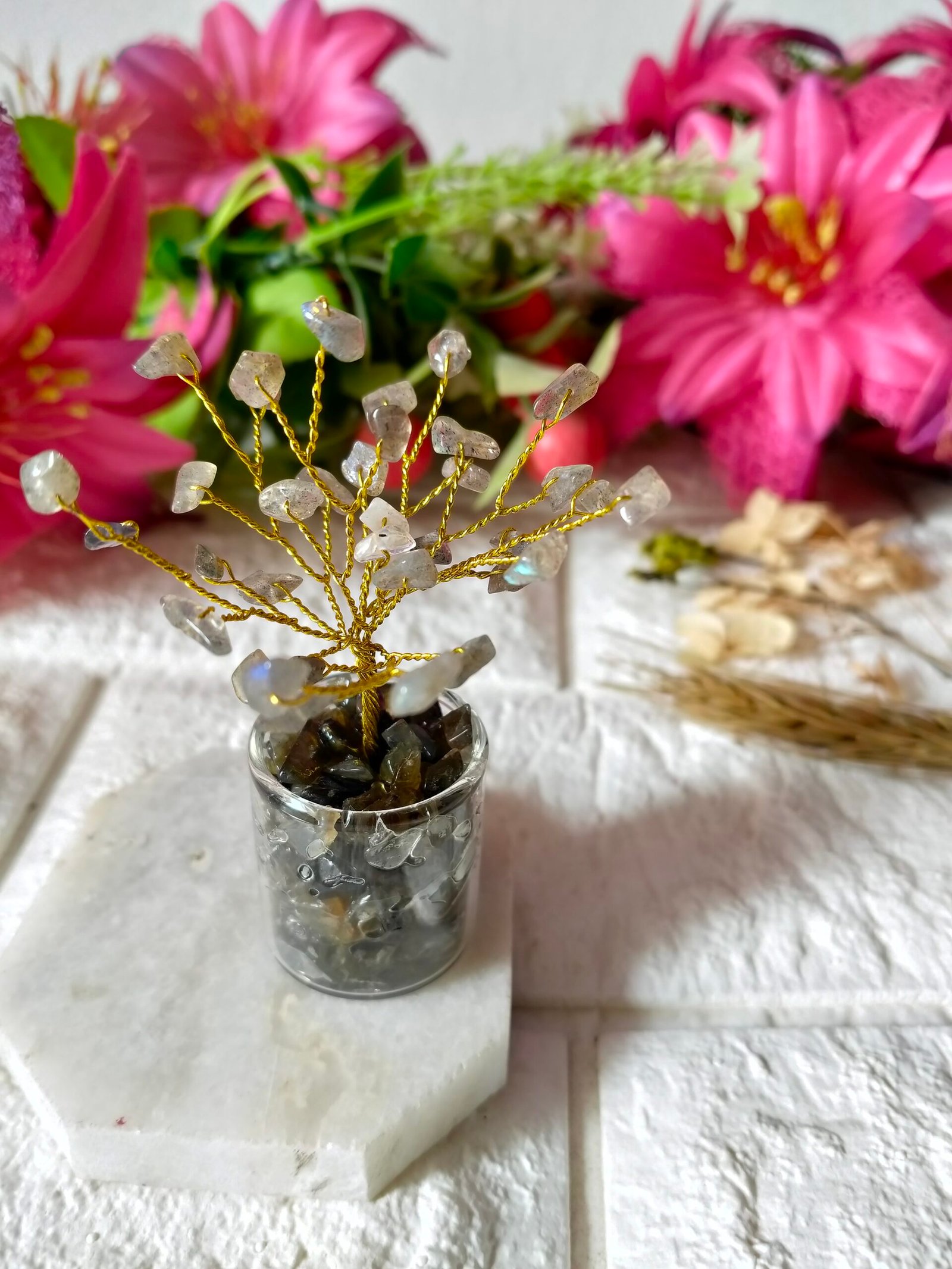 Labradorite | Decorative Handcrafted Natural Stone Tree in Glass Cup - Image 4