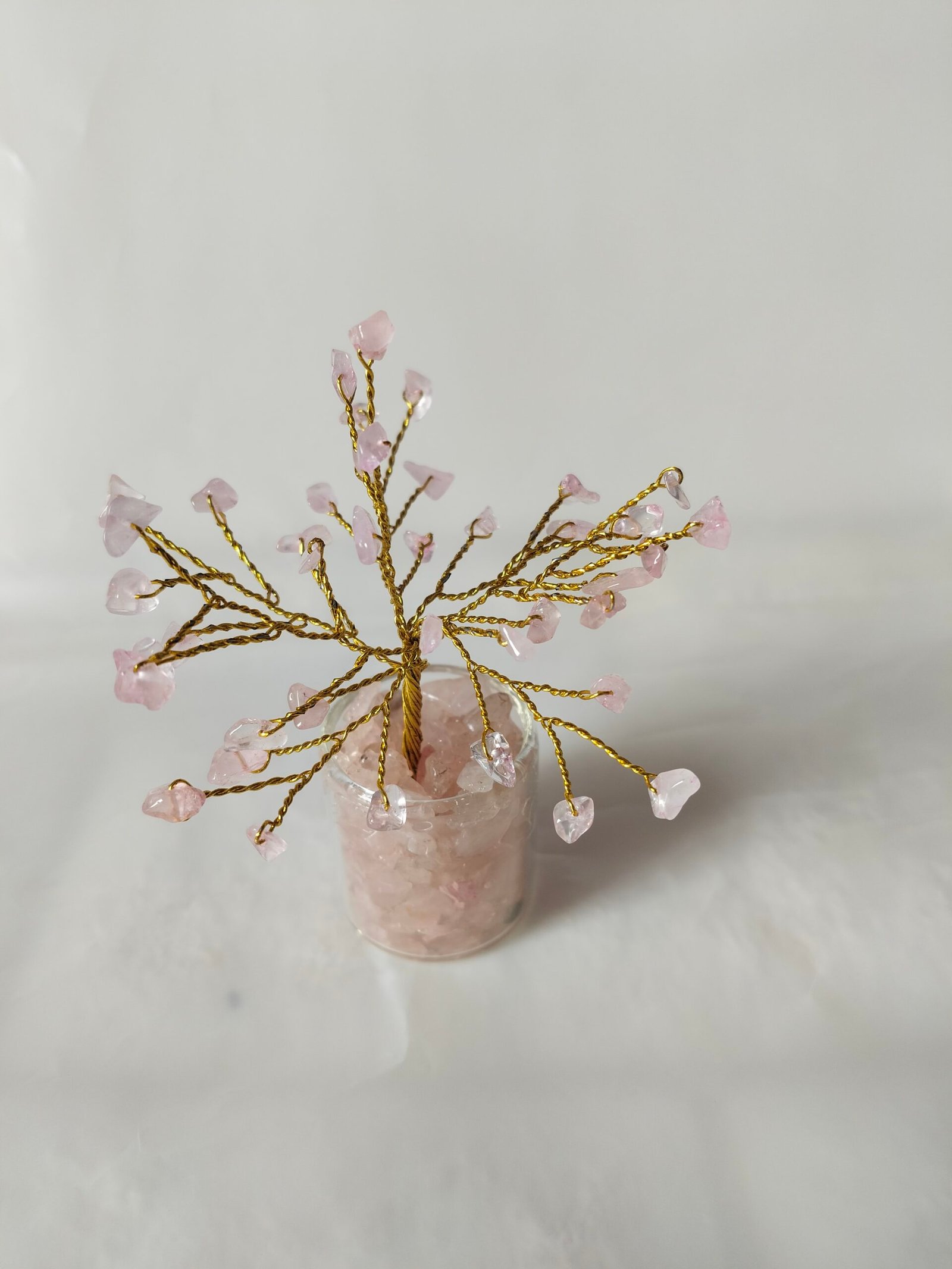 Rose Quartz | Decorative Handcrafted Natural Stone Tree in Glass Cup - Image 2