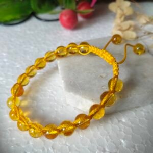 Citrine Beaded Macrame Cord Bracelet for Men & Women 8mm