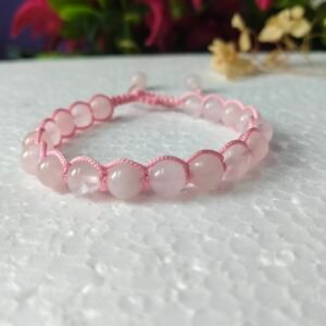 rose quartz macrame adjustable bracelet