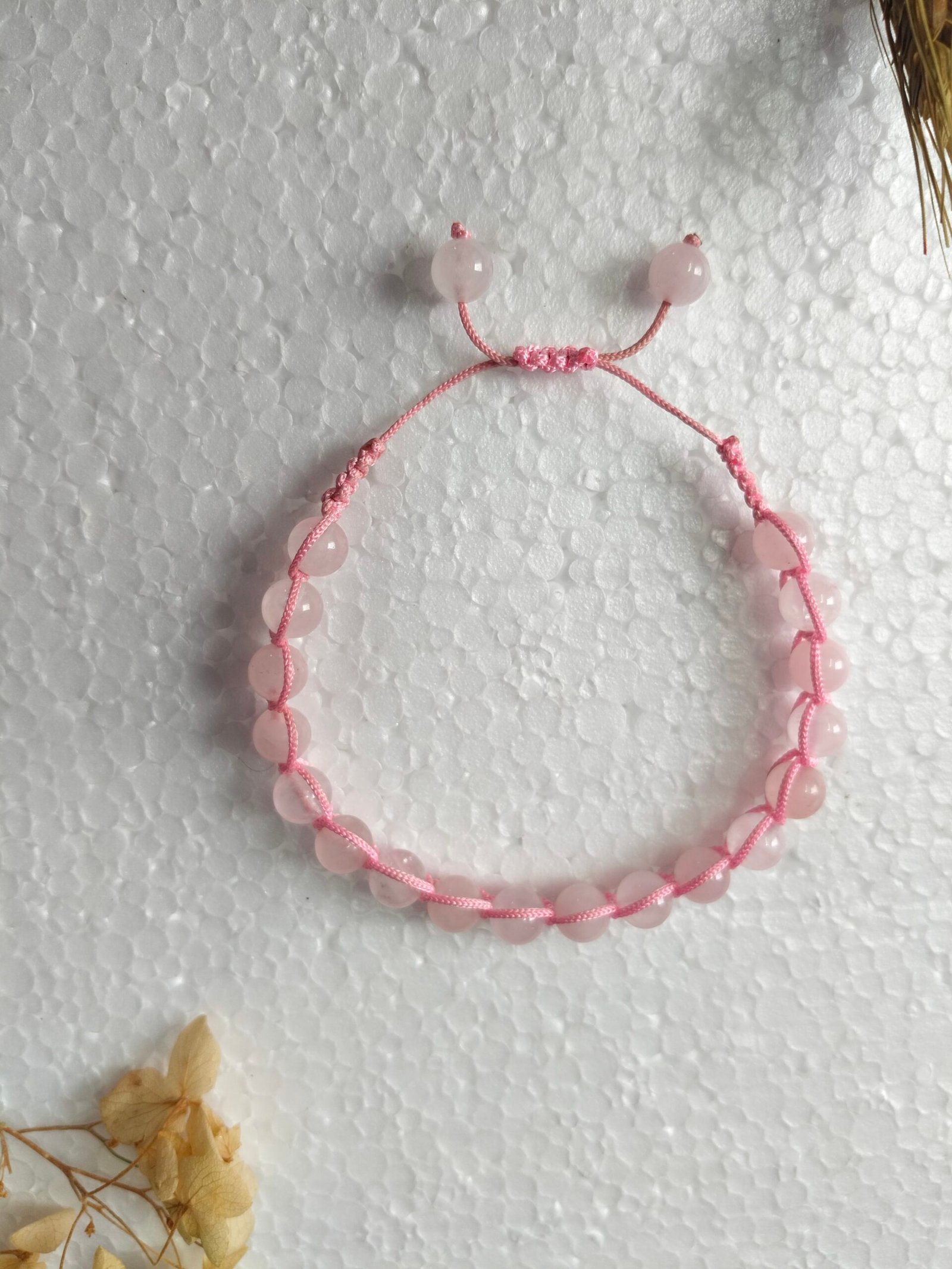 Natural Rose Quartz Beaded Macrame Cord Bracelet for Men & Women 8mm Adjustable Bracelet - Image 5