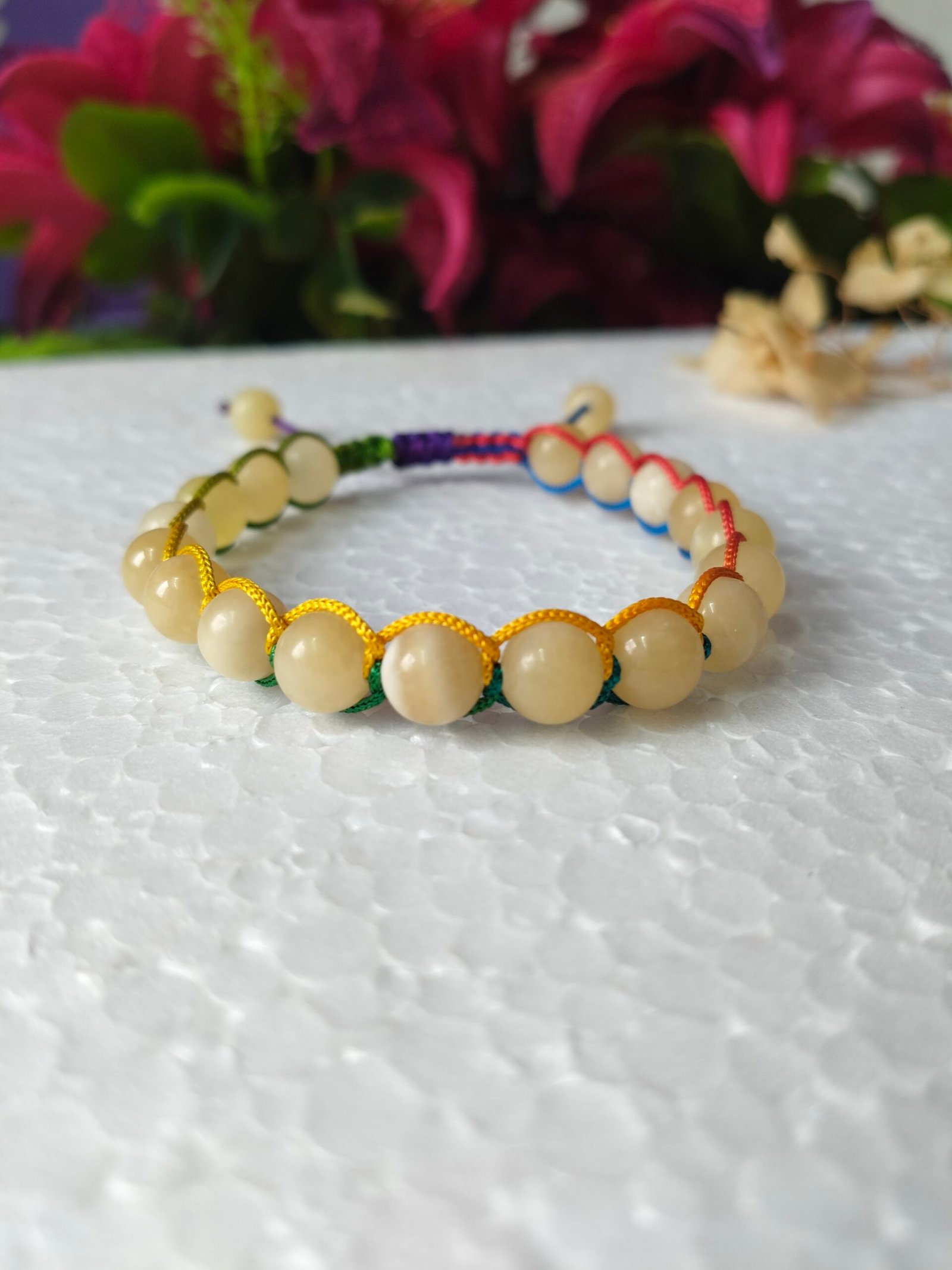 Natural Yellow Calcite macrame bracelet for men and women