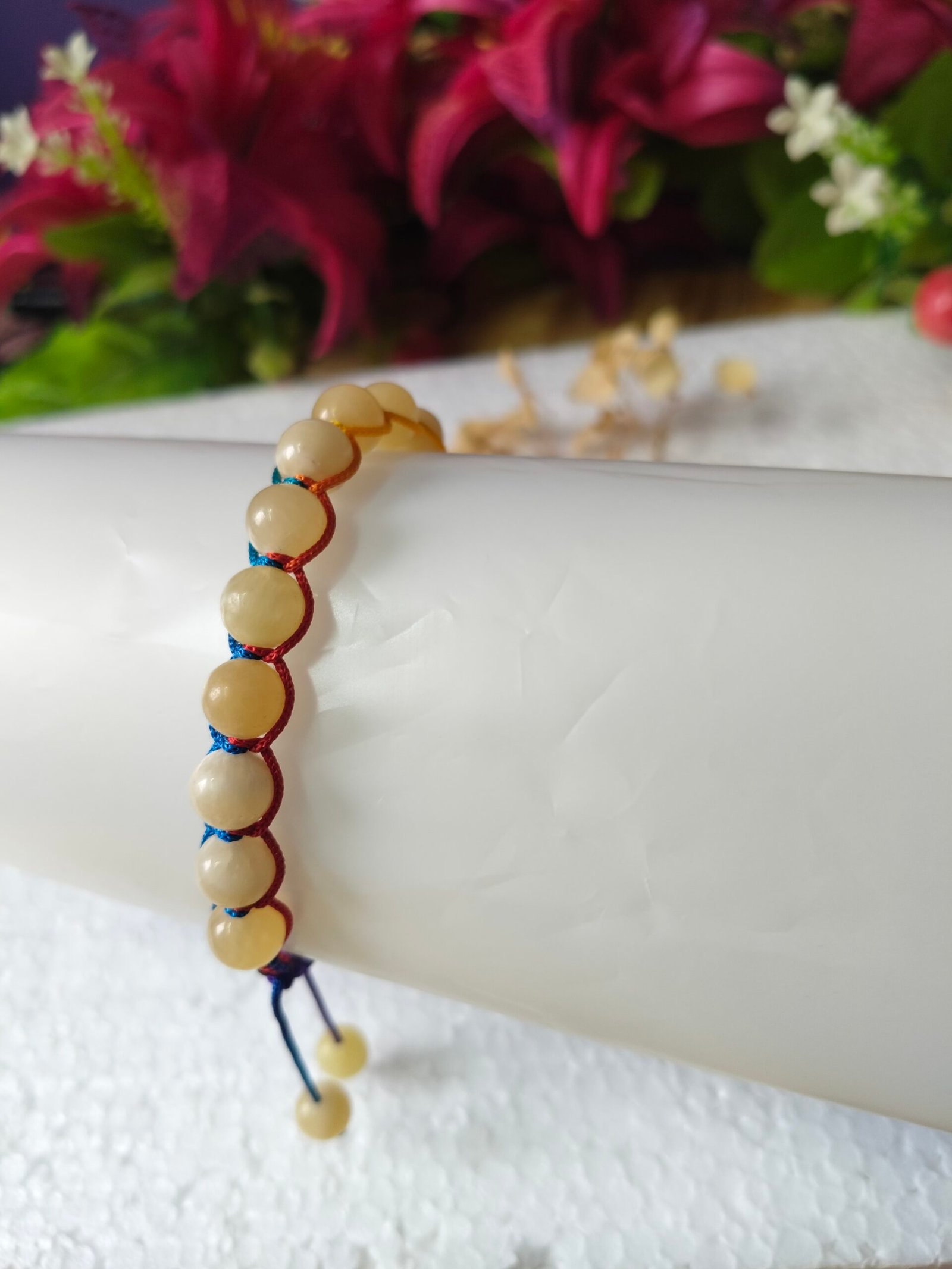 Natural Yellow Calcite Bracelet for Men & Women | Macrame Cord Adjustable Bracelet 8mm - Image 2