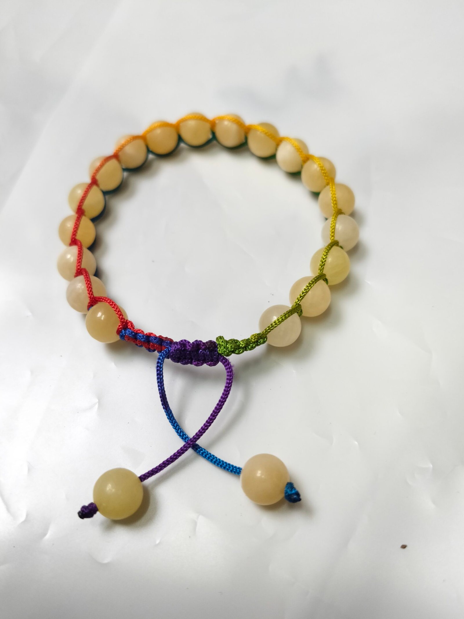 Natural Yellow Calcite Bracelet for Men & Women | Macrame Cord Adjustable Bracelet 8mm - Image 5
