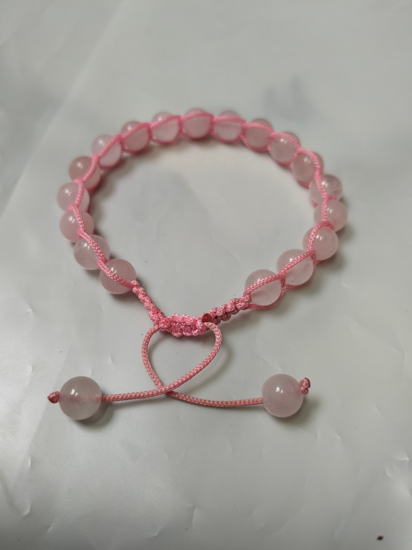 Natural Rose Quartz Beaded Macrame Cord Bracelet for Men & Women 8mm Adjustable Bracelet - Image 4