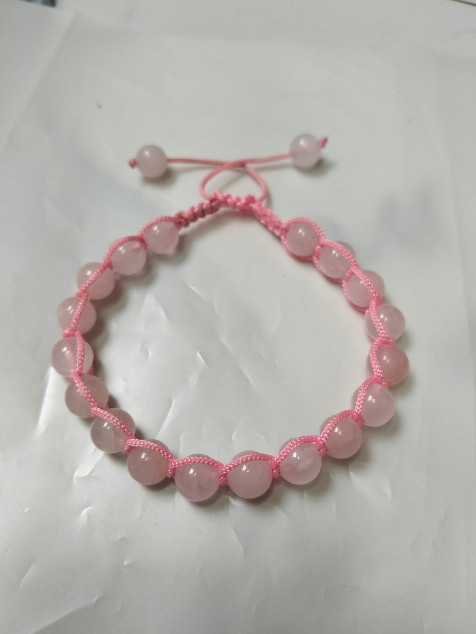 rose quartz macrame adjustable bracelet