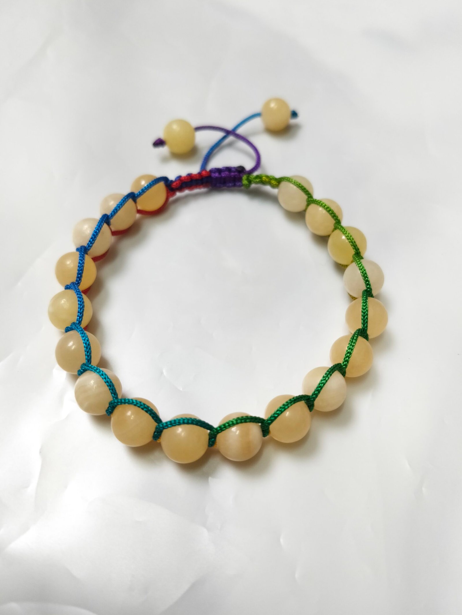 Natural Yellow Calcite macrame bracelet for men and women