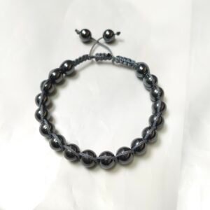 Natural Hematite Macrame Cord Bracelet for Men & Women 8mm 1pc