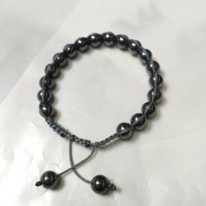Natural Hematite Macrame Cord Bracelet for Men & Women 8mm 1pc