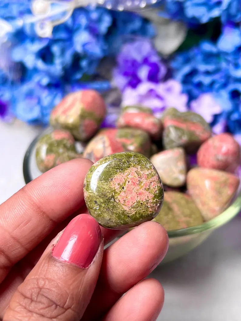 Natural Unakite Tumbled Stone | best crystal store in india