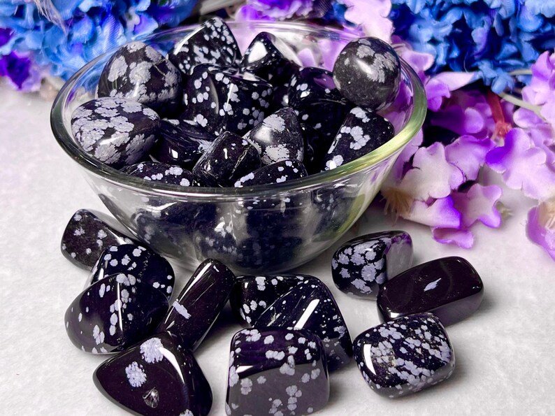 Snowflake Obsidian Tumble Stone | Black & White Patterned Stone 1pc - Image 4