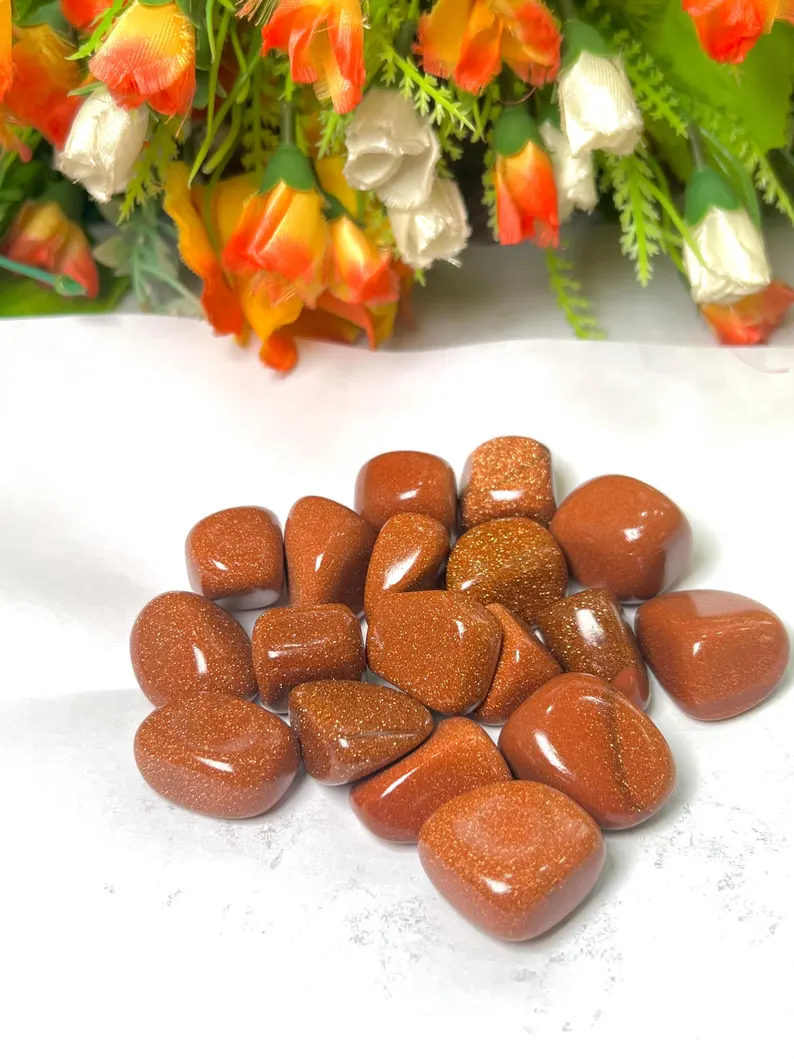 Red Goldstone Tumble Stone | ( Man-Made) Polished Red Goldstone Crystal with Golden Sparkle 1pc - Image 4