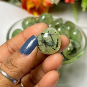 Prehnite Tumble Stone | Natural Green Prehnite Polished Tumble 1pc