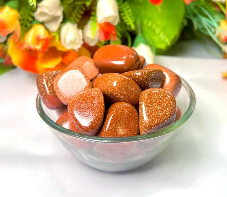 Red Goldstone Tumble Stone | ( Man-Made) Polished Red Goldstone Crystal with Golden Sparkle 1pc - Image 5